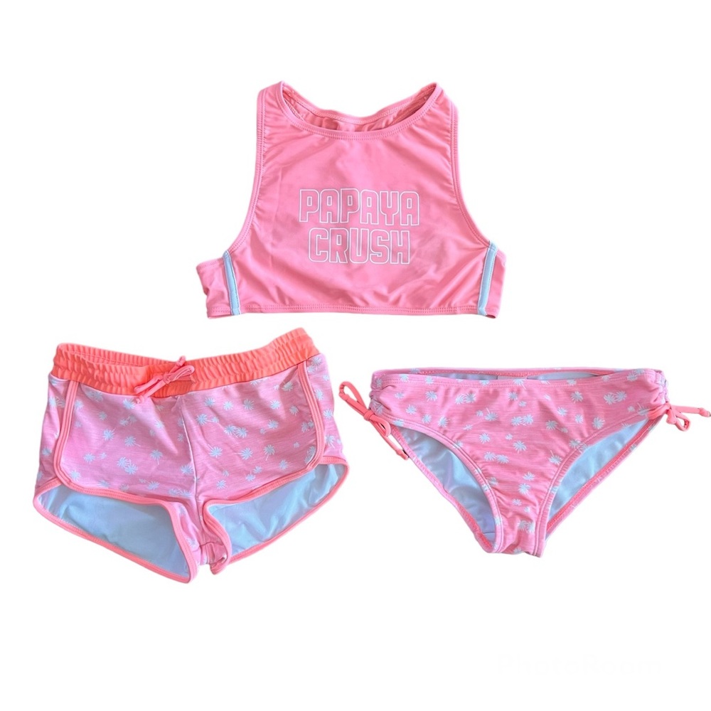 Girl’s 3-piece mix-n-match crop top bikini set / Size 14